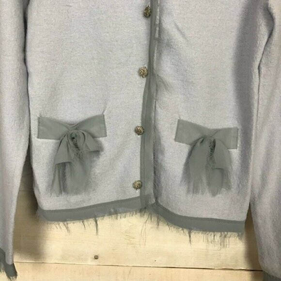 Sleeping On Snow Anthro Cardigan Sweater Blue Small - Picture 2 of 5